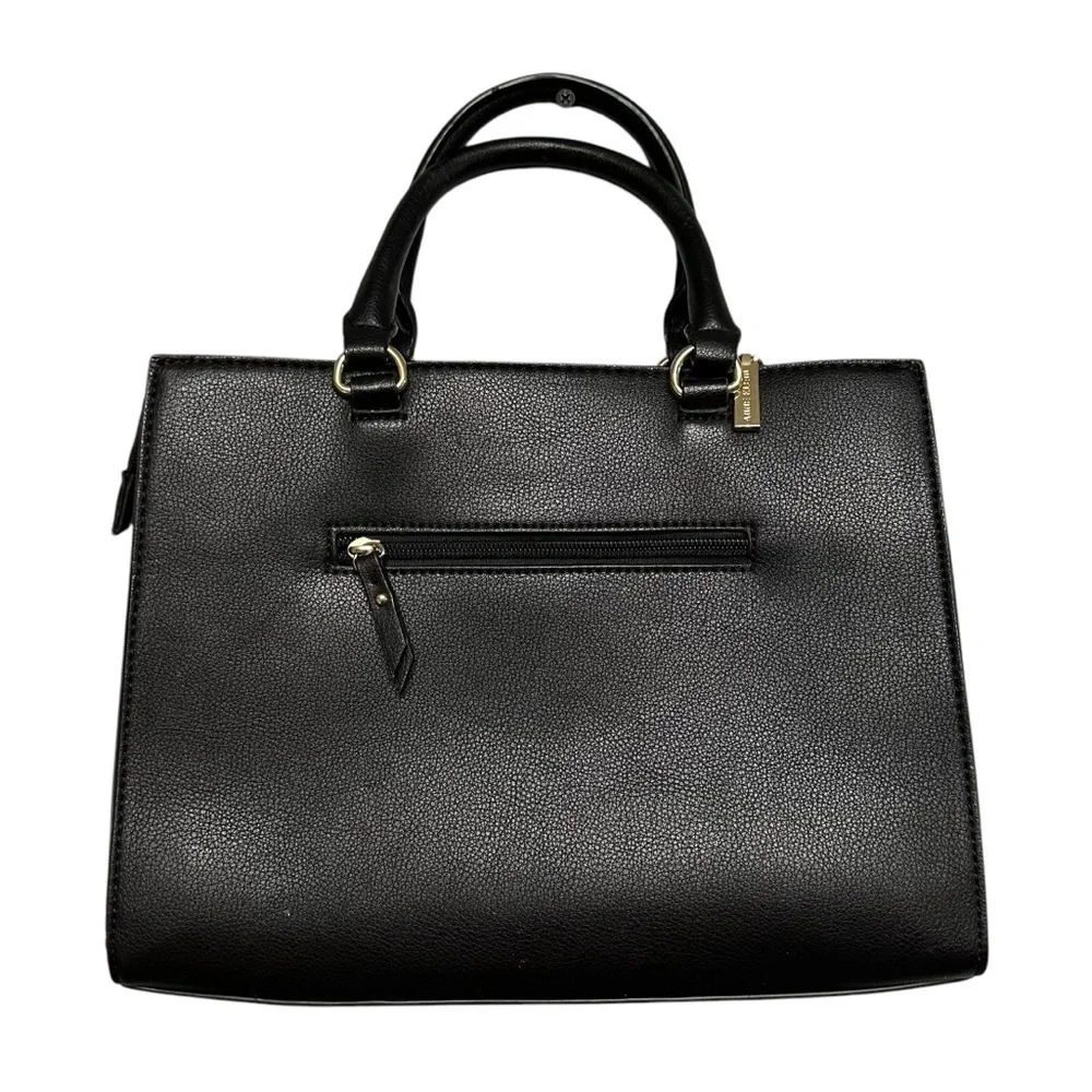Anne Klein Black Convertible Satchel Hand Bag with Hardware